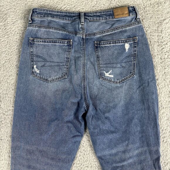 American Eagle Women's 90s Vintage Mom Jeans 8 Regular Distressed Destroyed - Picture 10 of 15